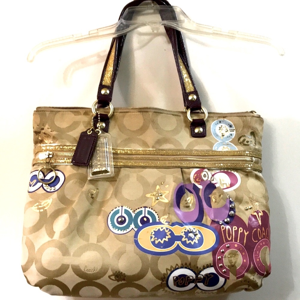 RARE Coach Poppy Glitter Glam Tote